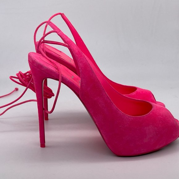 Christian Louboutin LACE UP NVP 120 Suede Platform Heels Sandals Shoes - Picture 7 of 12